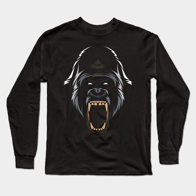 Tribal Gorilla Long Sleeve T-Shirt by albertocubatas